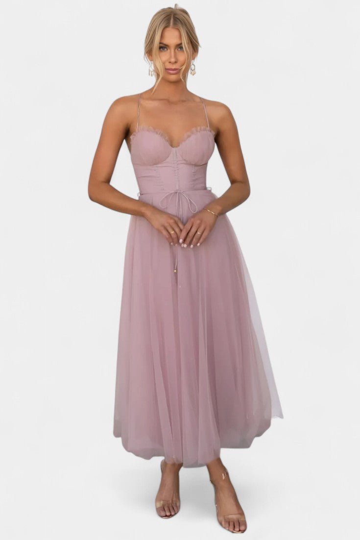 Eileen | Corset Tulle Midi Dress