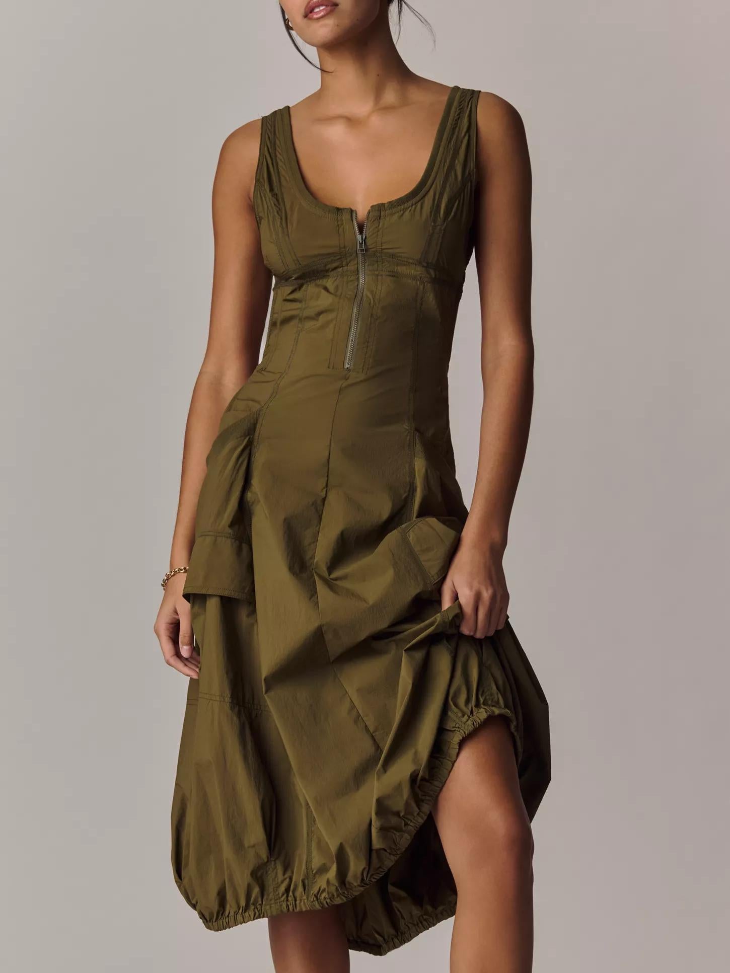 Elara | Bubble-Hem Midi Dress