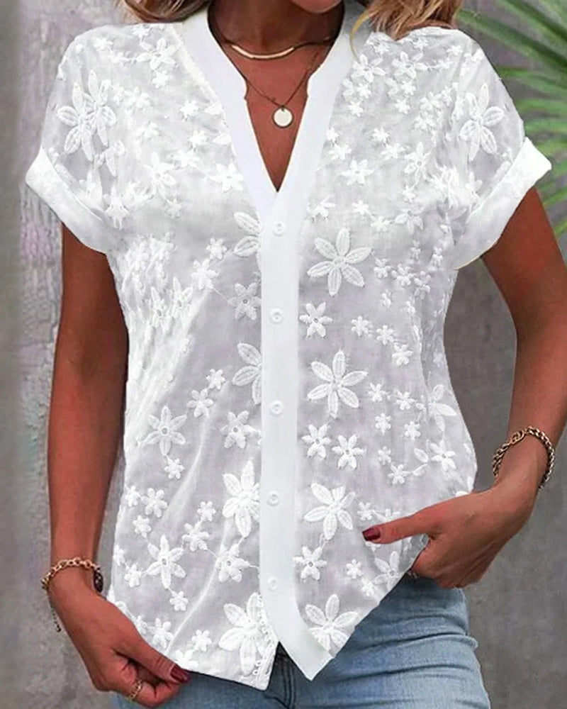 Flora Short-sleeved V-neck blouse