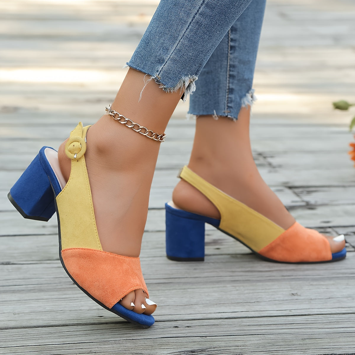 Zuri Colorblock Slingback Heels