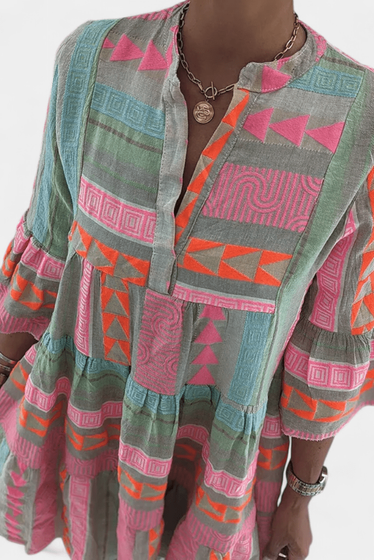 Gina | Embroidered Boho Mini Dress