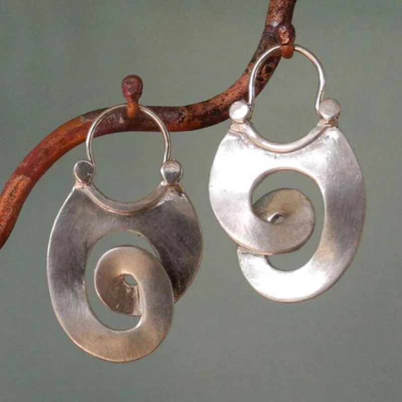 Vintage Spiral Silver Earrings