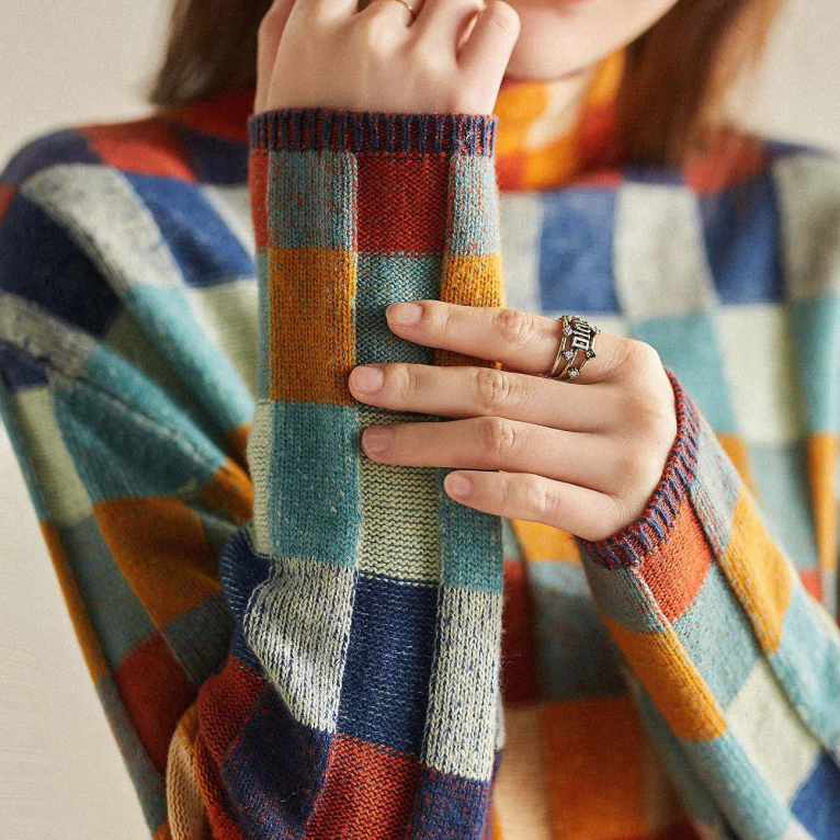 Olivia - Soft Patchwork Turtleneck