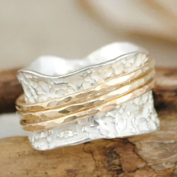 Vintage Thin Spinner Ring in Gold and Silver