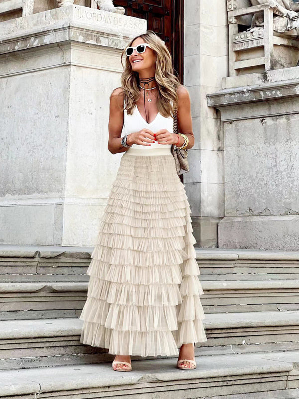 Layered Tulle Long Skirt