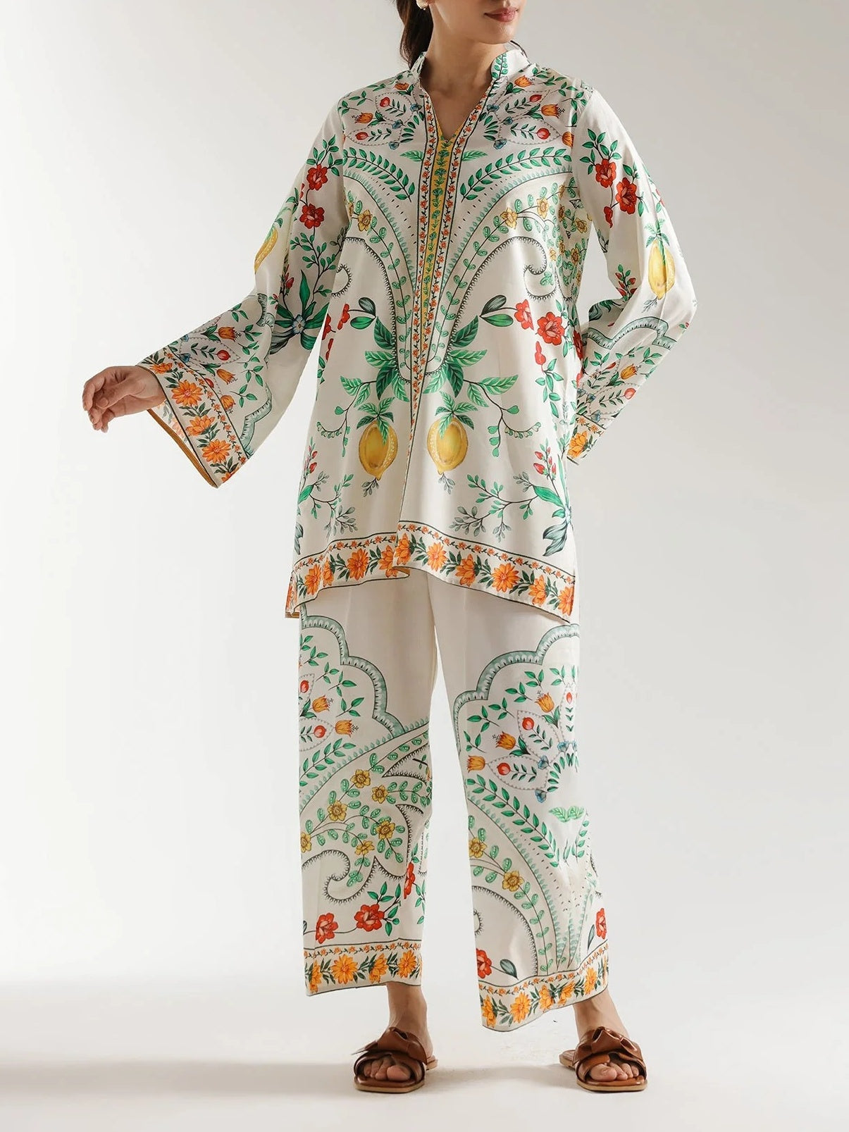 Fresh Botanical Prints Lemon-Hued Floral Co-ord Set