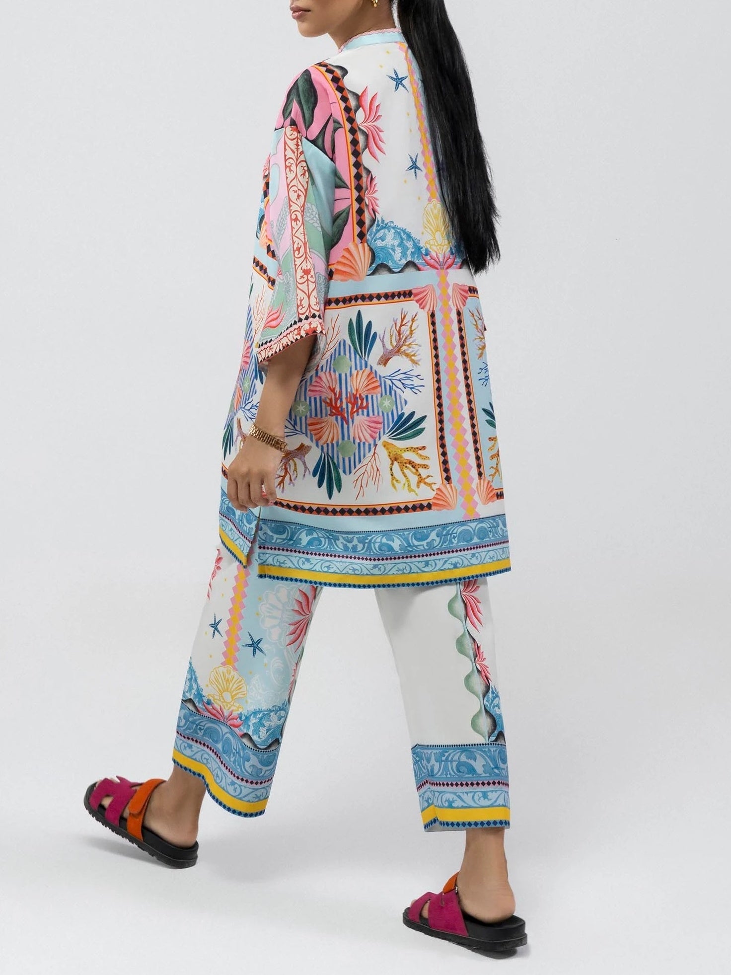 Ocean-Inspired Colorful Exotic Prints Co-ord Set