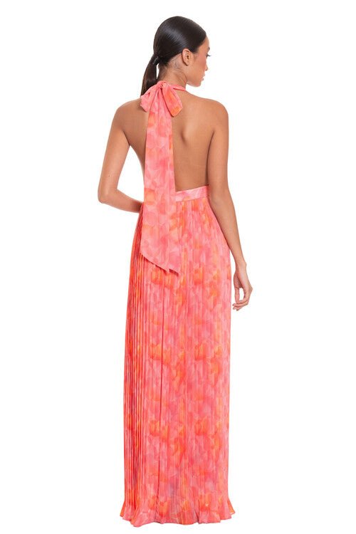 Isla | Pleated Halter Backless Maxi Dress