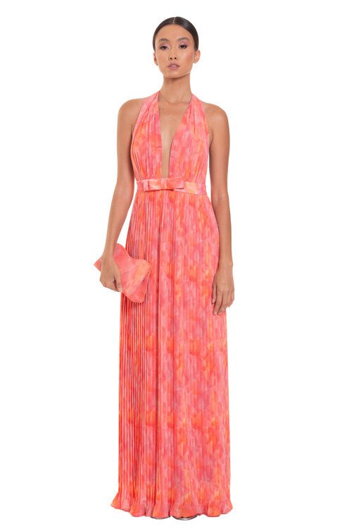Isla | Pleated Halter Backless Maxi Dress