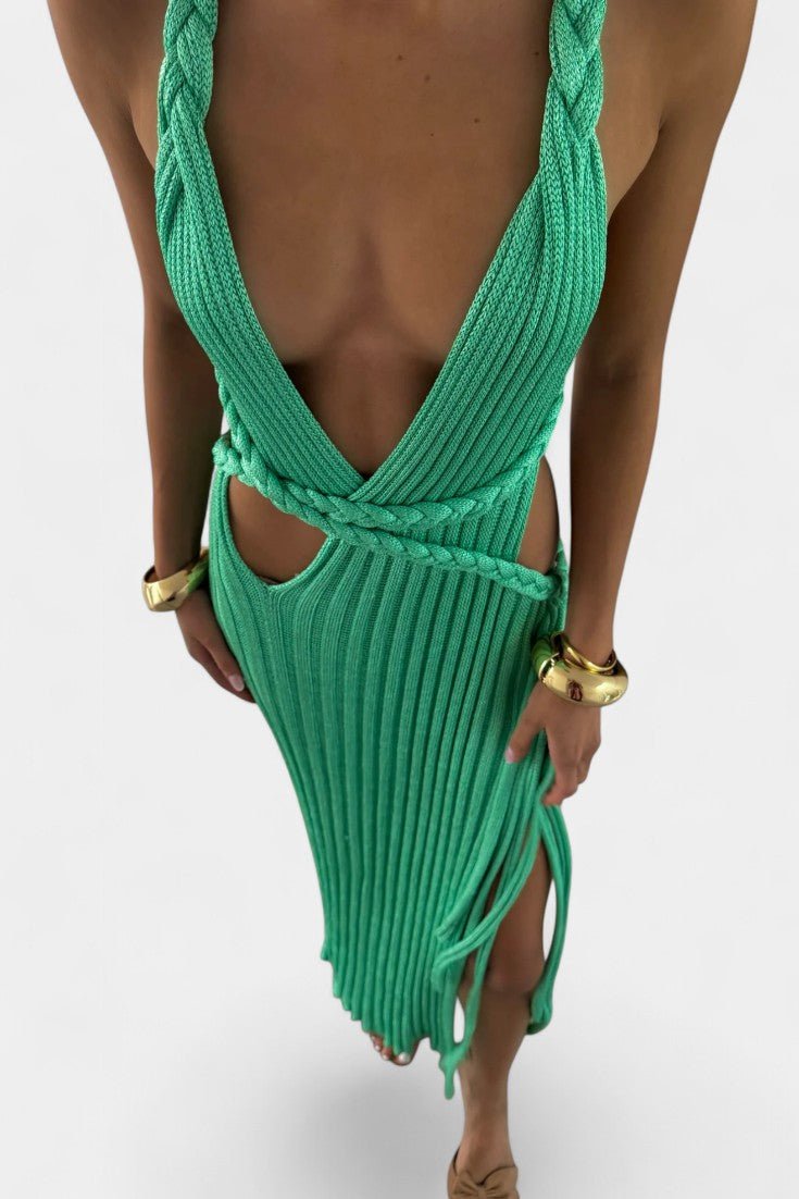 Jamie | Knit Maxi Dress with Cable Waist Detail