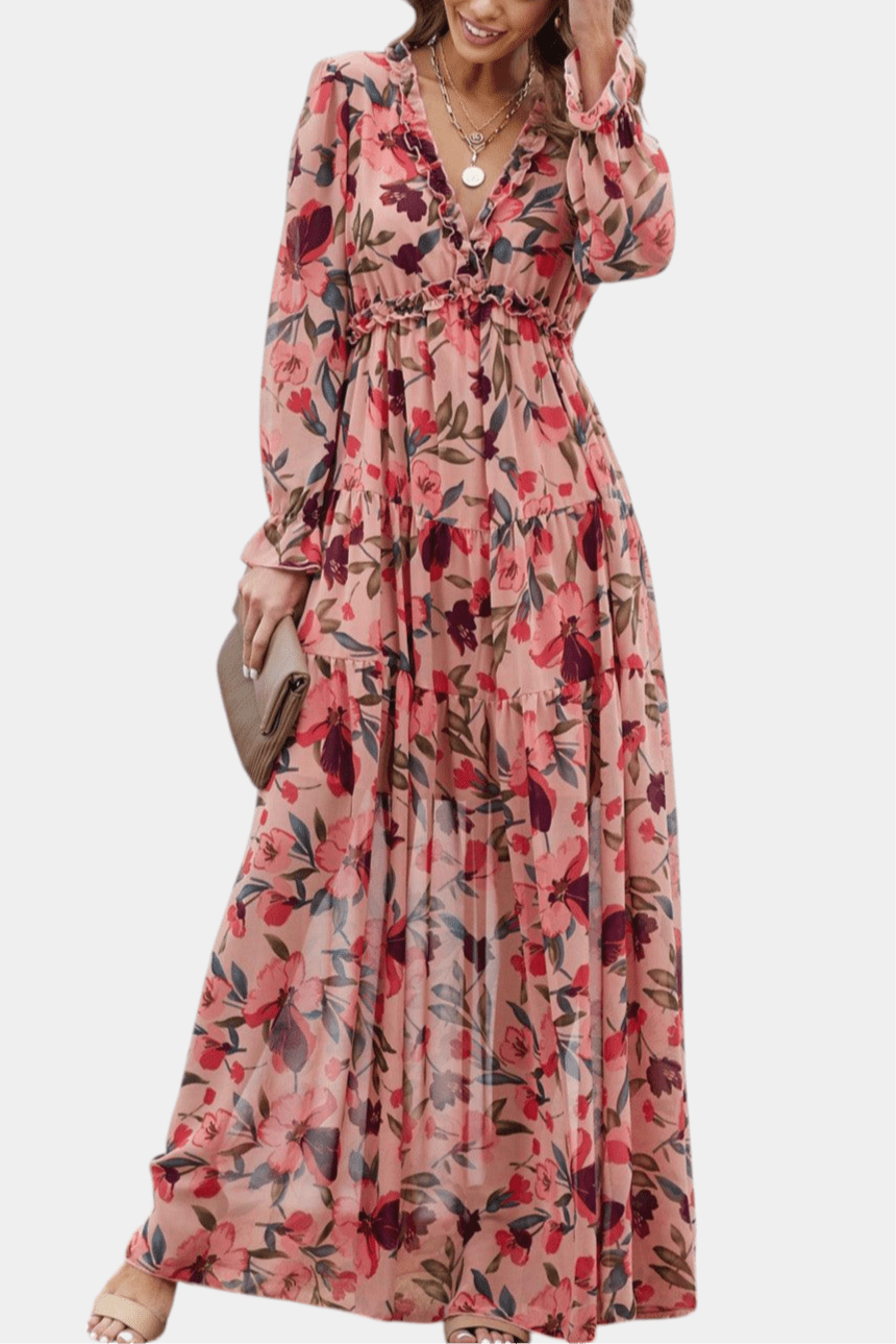 Keti | Long-Sleeve Floral Maxi Dress