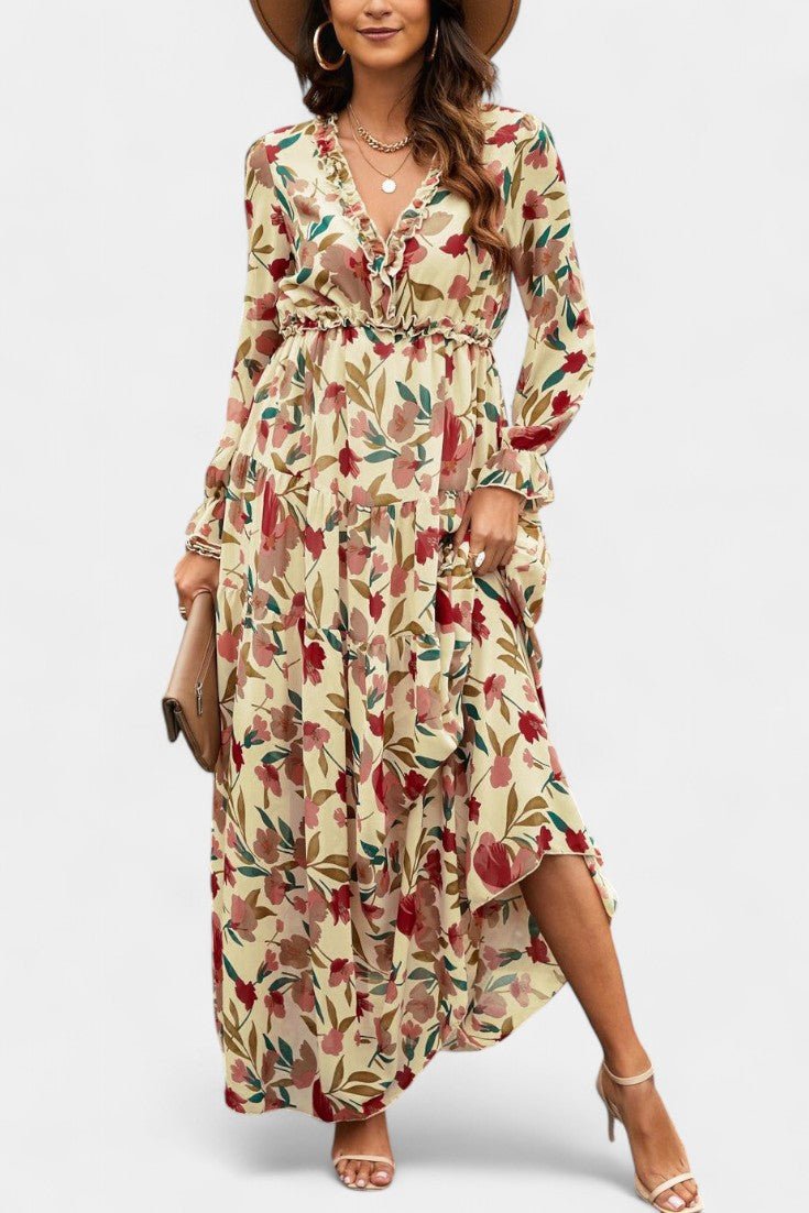 Keti | Long-Sleeve Floral Maxi Dress