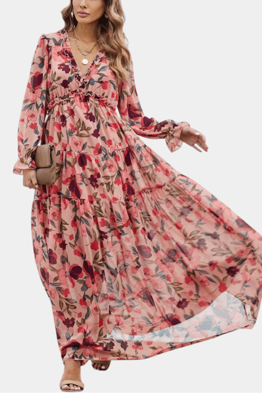 Keti | Long-Sleeve Floral Maxi Dress