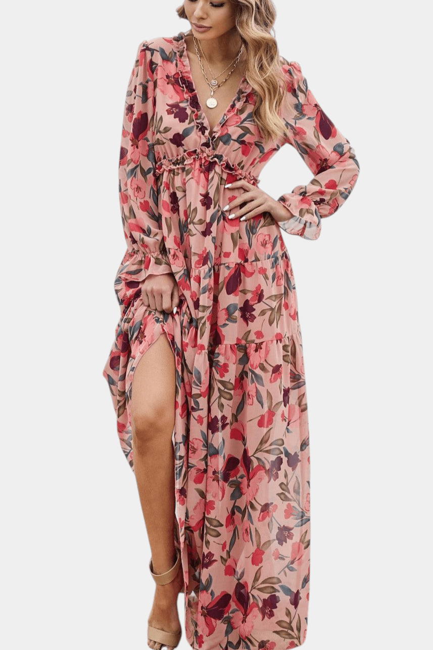 Keti | Long-Sleeve Floral Maxi Dress