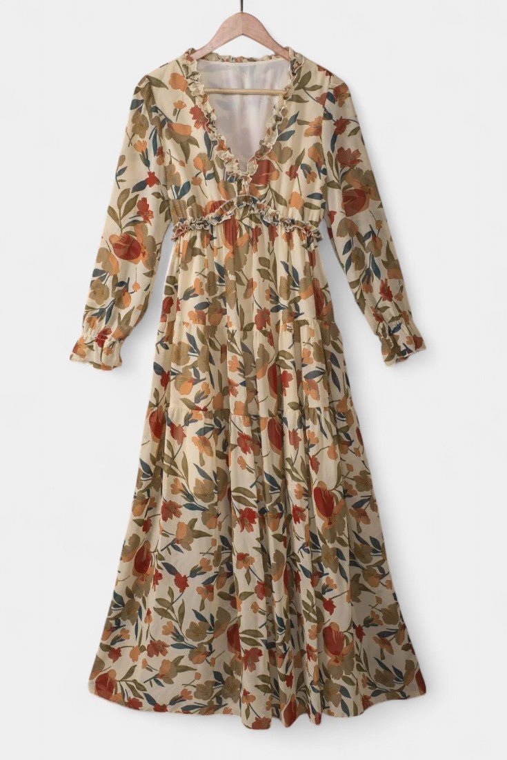 Keti | Long-Sleeve Floral Maxi Dress