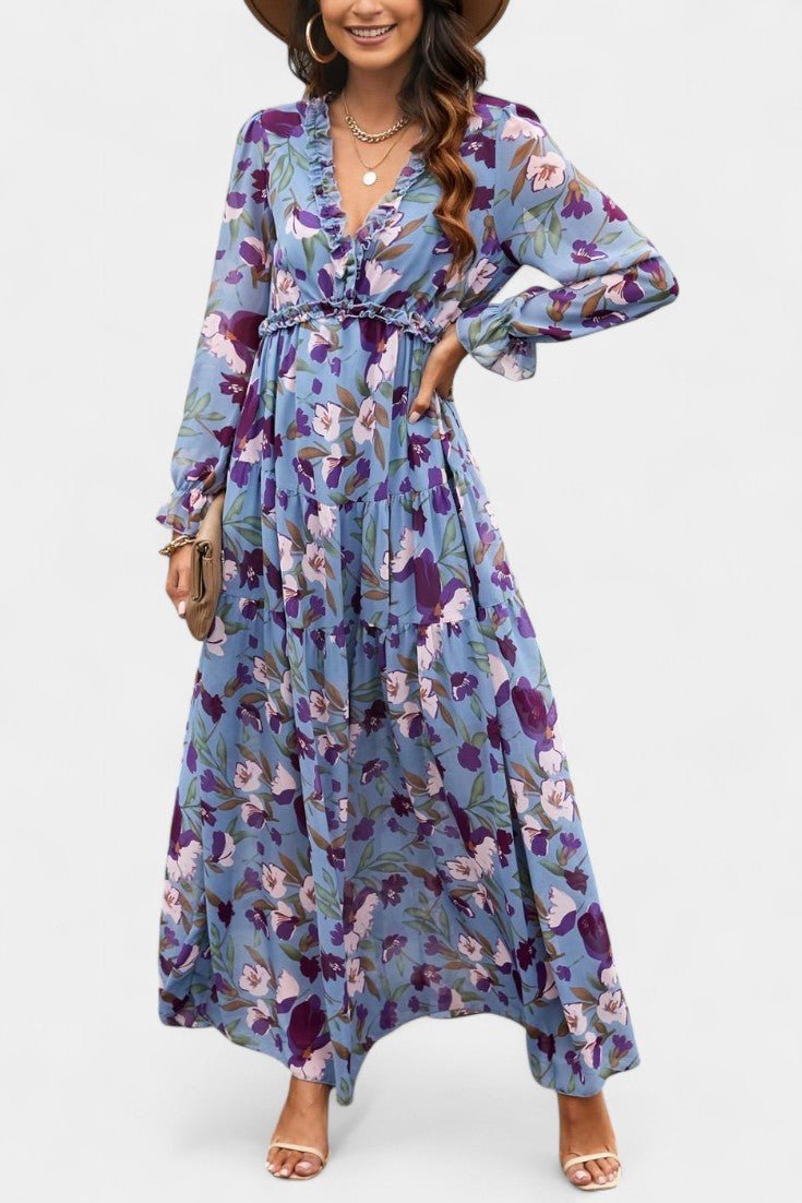 Keti | Long-Sleeve Floral Maxi Dress
