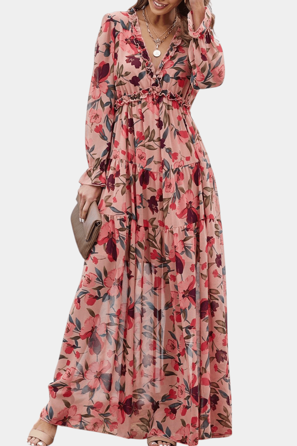 Keti | Long-Sleeve Floral Maxi Dress