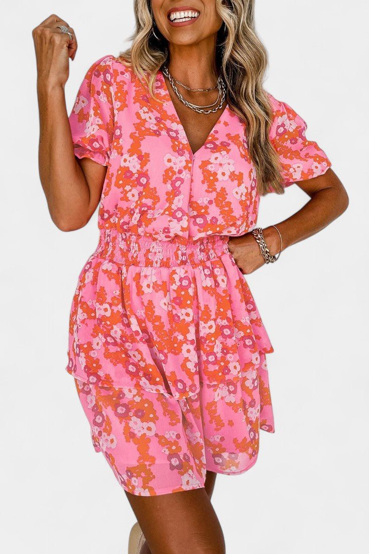 Kimberly | V-Neck Floral Ruffle Dress