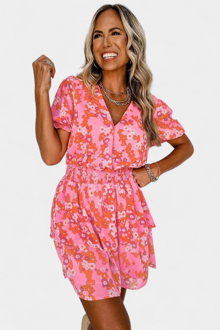 Kimberly | V-Neck Floral Ruffle Dress