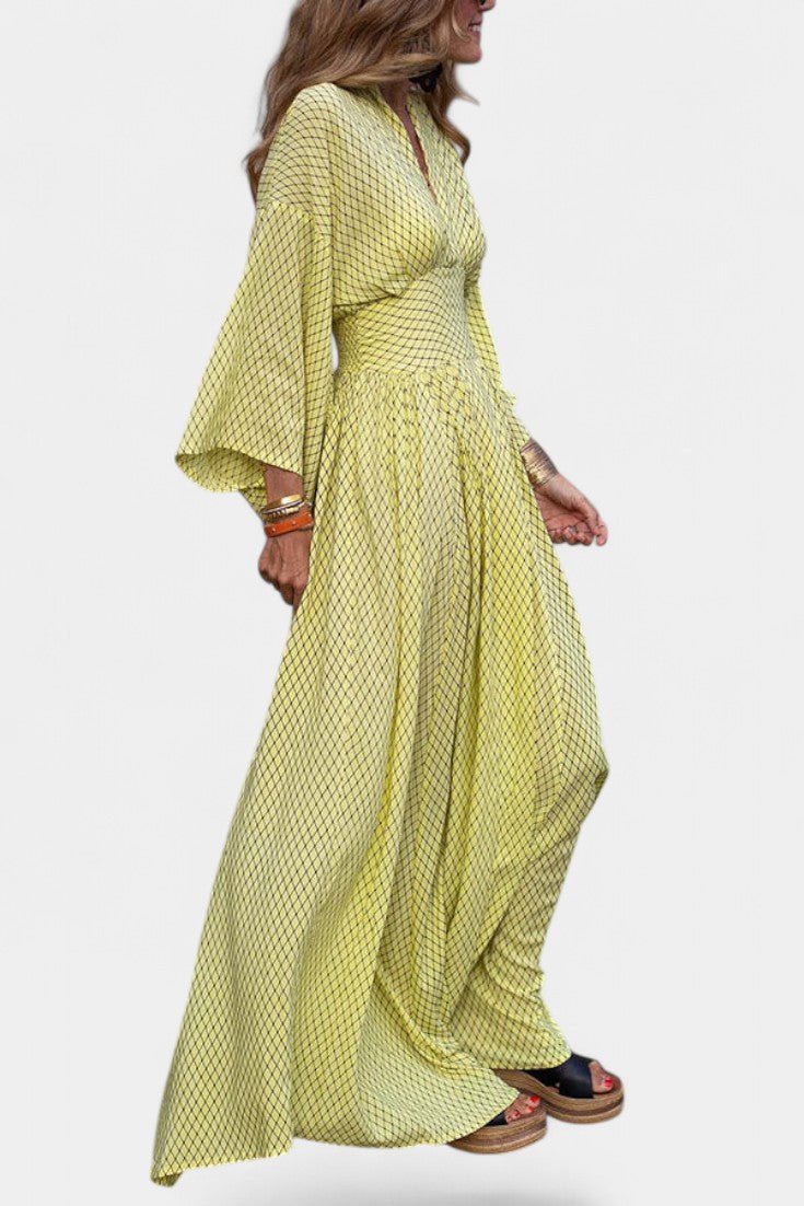 Lamiss | V-Neck Long Sleeve Flowy Maxi Dress