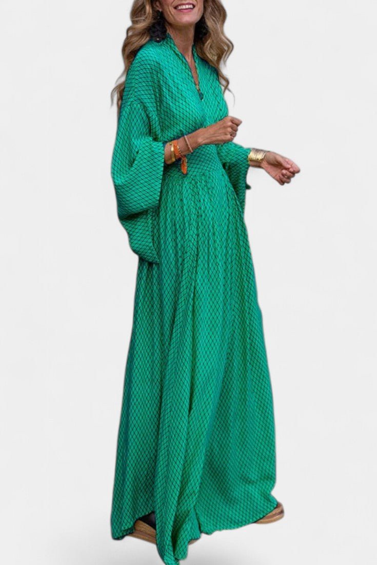 Lamiss | V-Neck Long Sleeve Flowy Maxi Dress