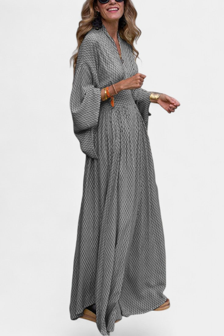 Lamiss | V-Neck Long Sleeve Flowy Maxi Dress
