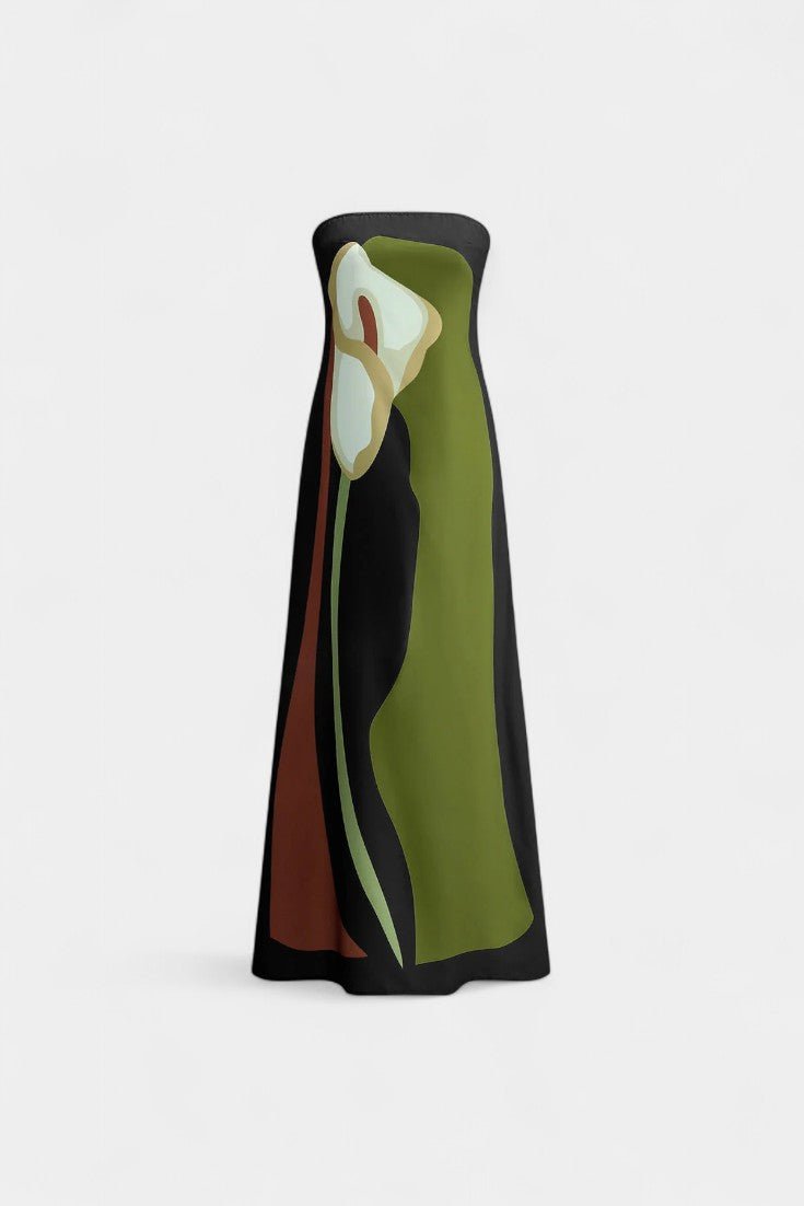 Laura | Strapless Printed Maxi Dress