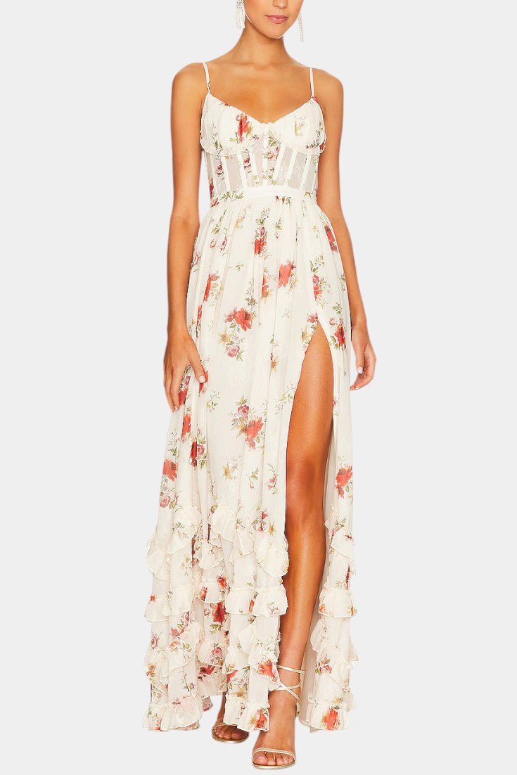 Luna | Floral Corset Maxi Dress