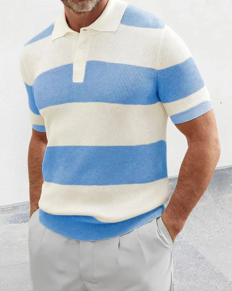 Stratford – Striped Knit Polo Shirt