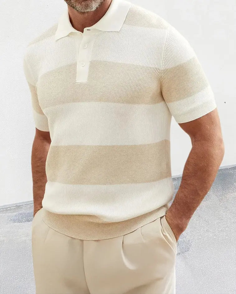 Stratford – Striped Knit Polo Shirt