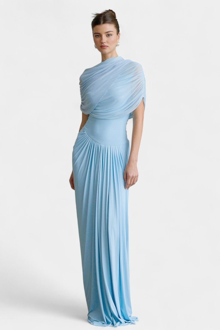 Melisande | Asymmetric Pleated Maxi Dress