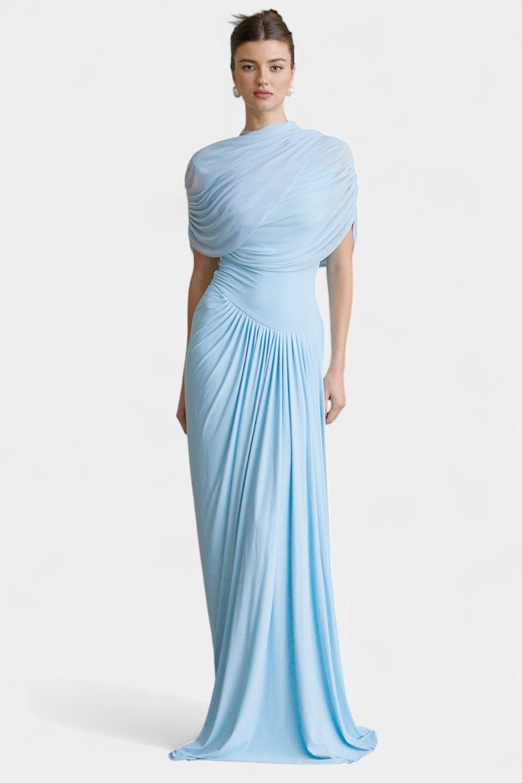 Melisande | Asymmetric Pleated Maxi Dress
