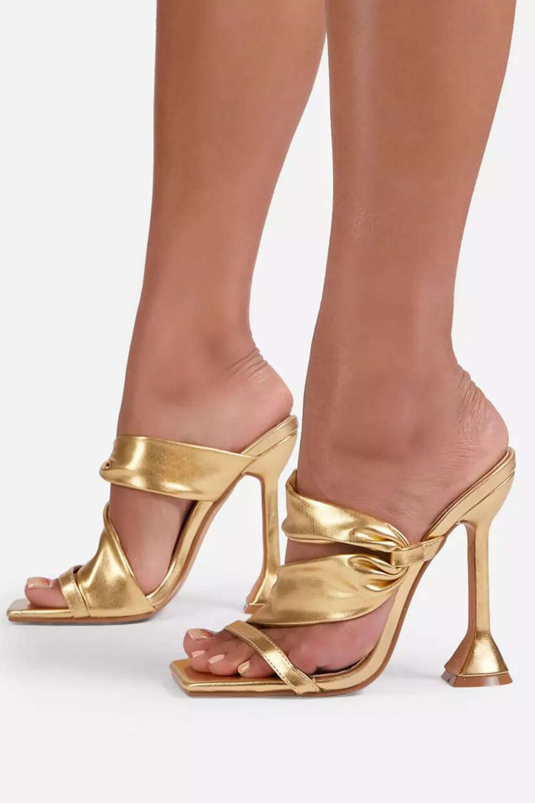 Austell Ruched Square-toe High Heels Sandals