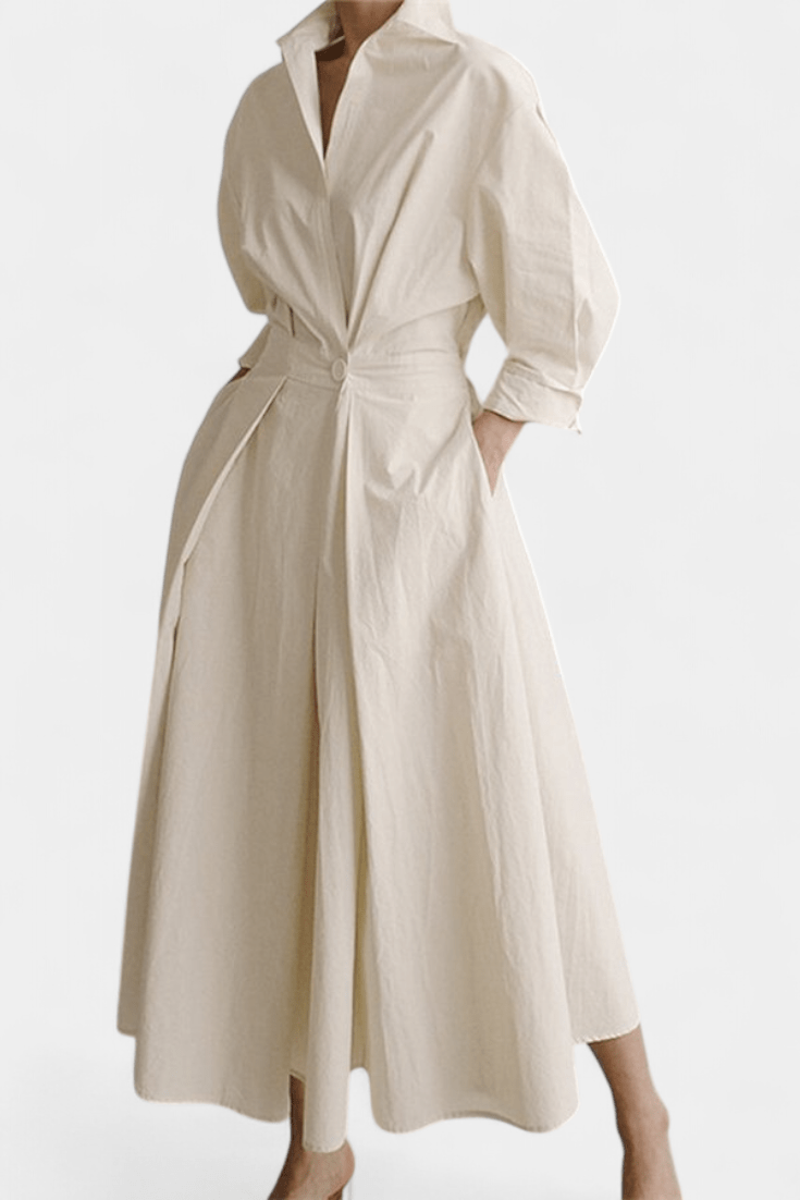 Miriam | Retro Collar Long Sleeve Maxi Dress