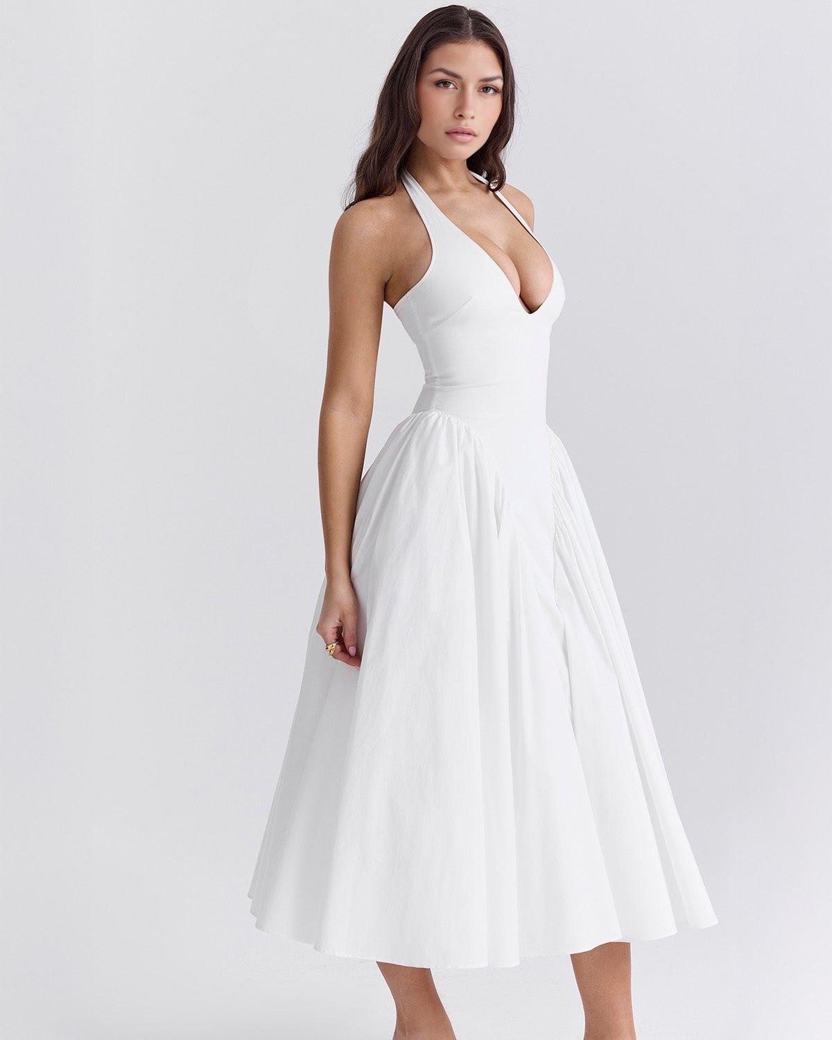 Monroe | Twill Halter Midi Dress
