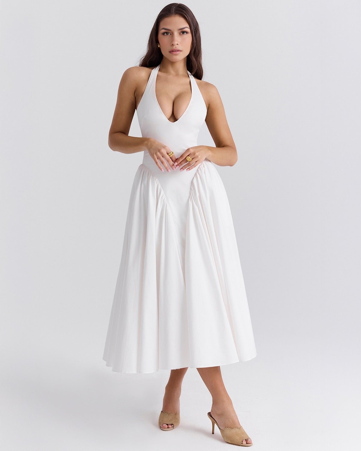 Monroe | Twill Halter Midi Dress