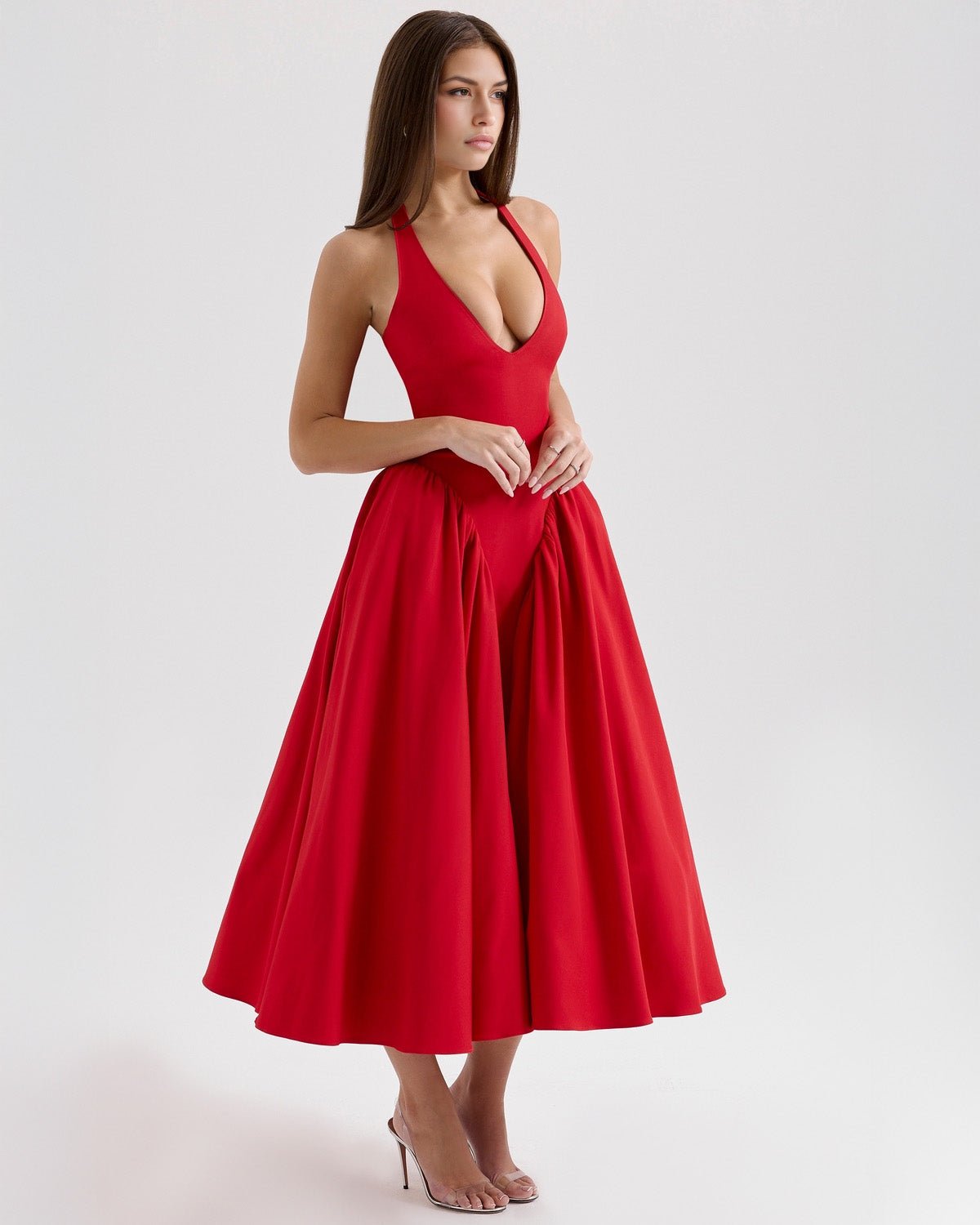 Monroe | Twill Halter Midi Dress