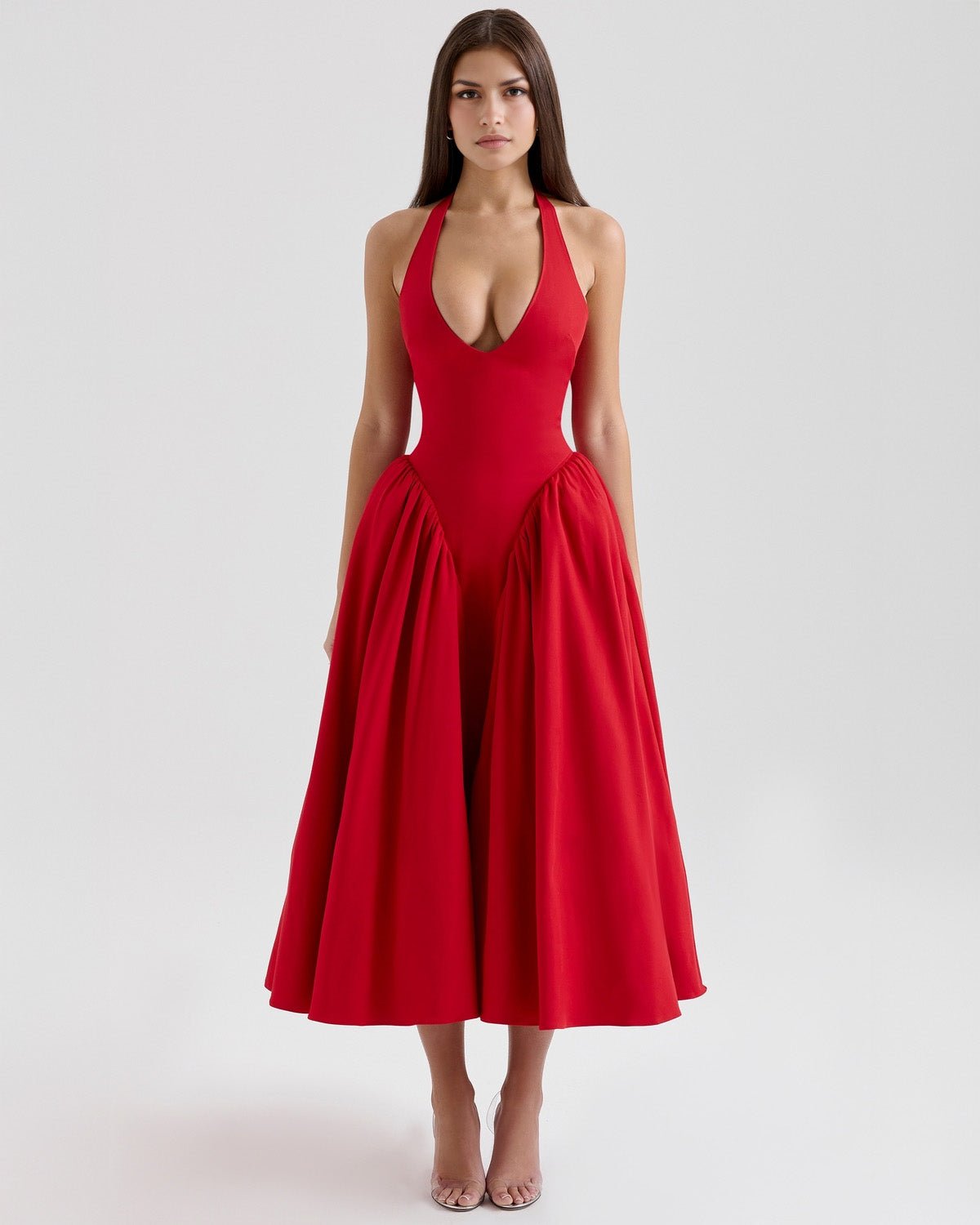 Monroe | Twill Halter Midi Dress