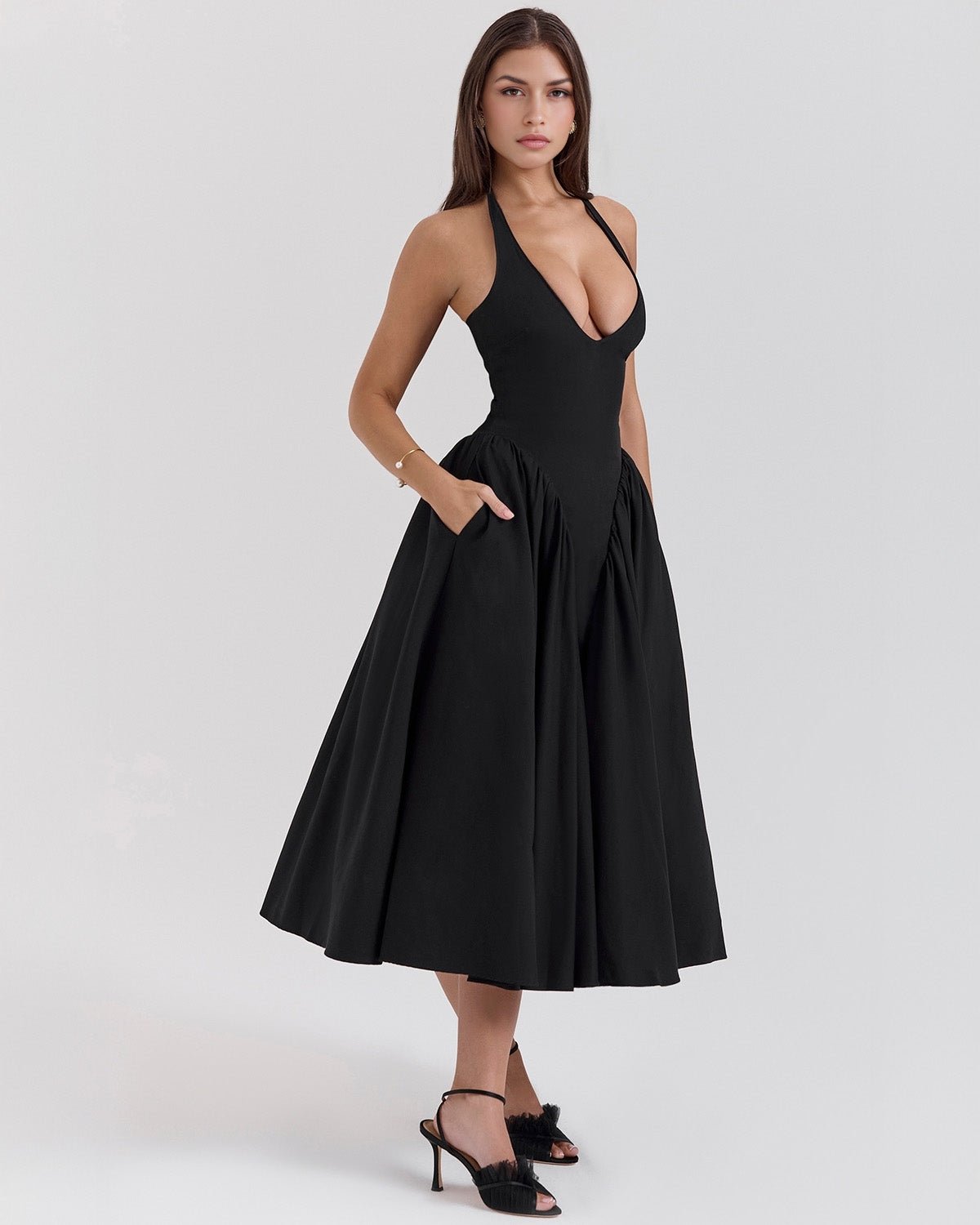 Monroe | Twill Halter Midi Dress