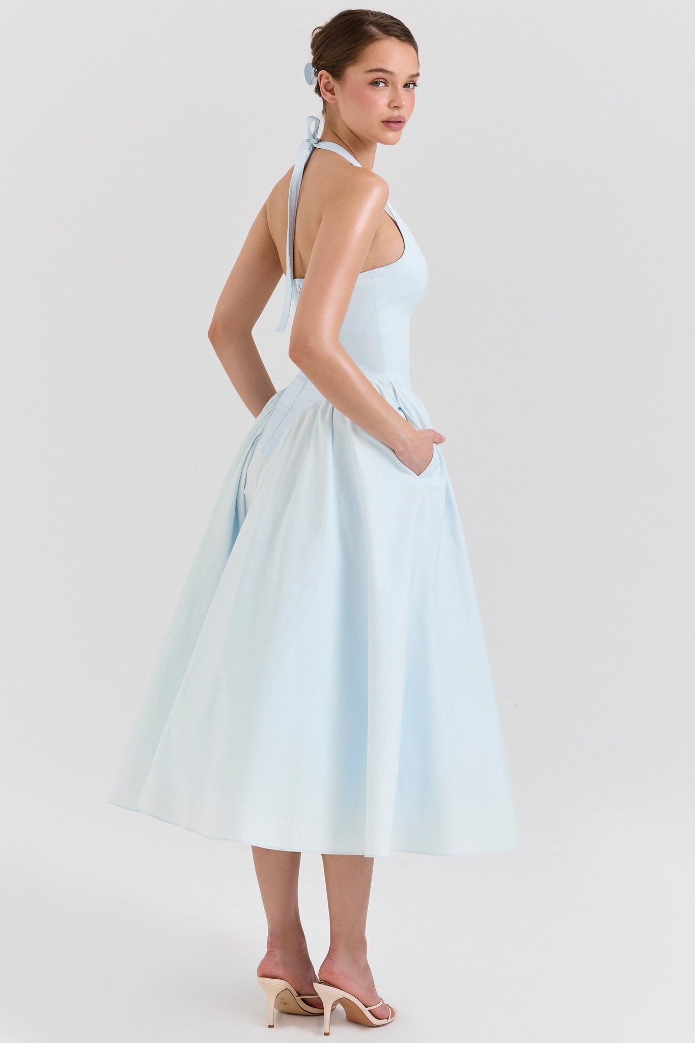 Monroe | Twill Halter Midi Dress