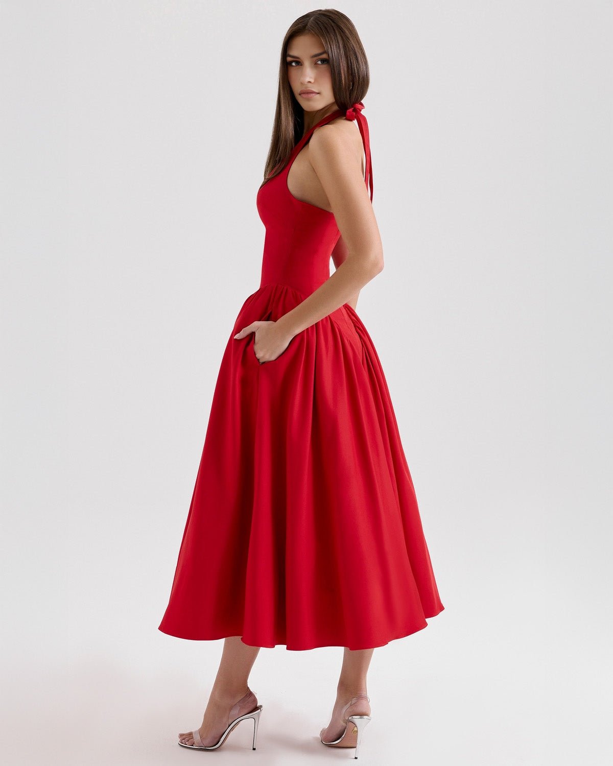 Monroe | Twill Halter Midi Dress