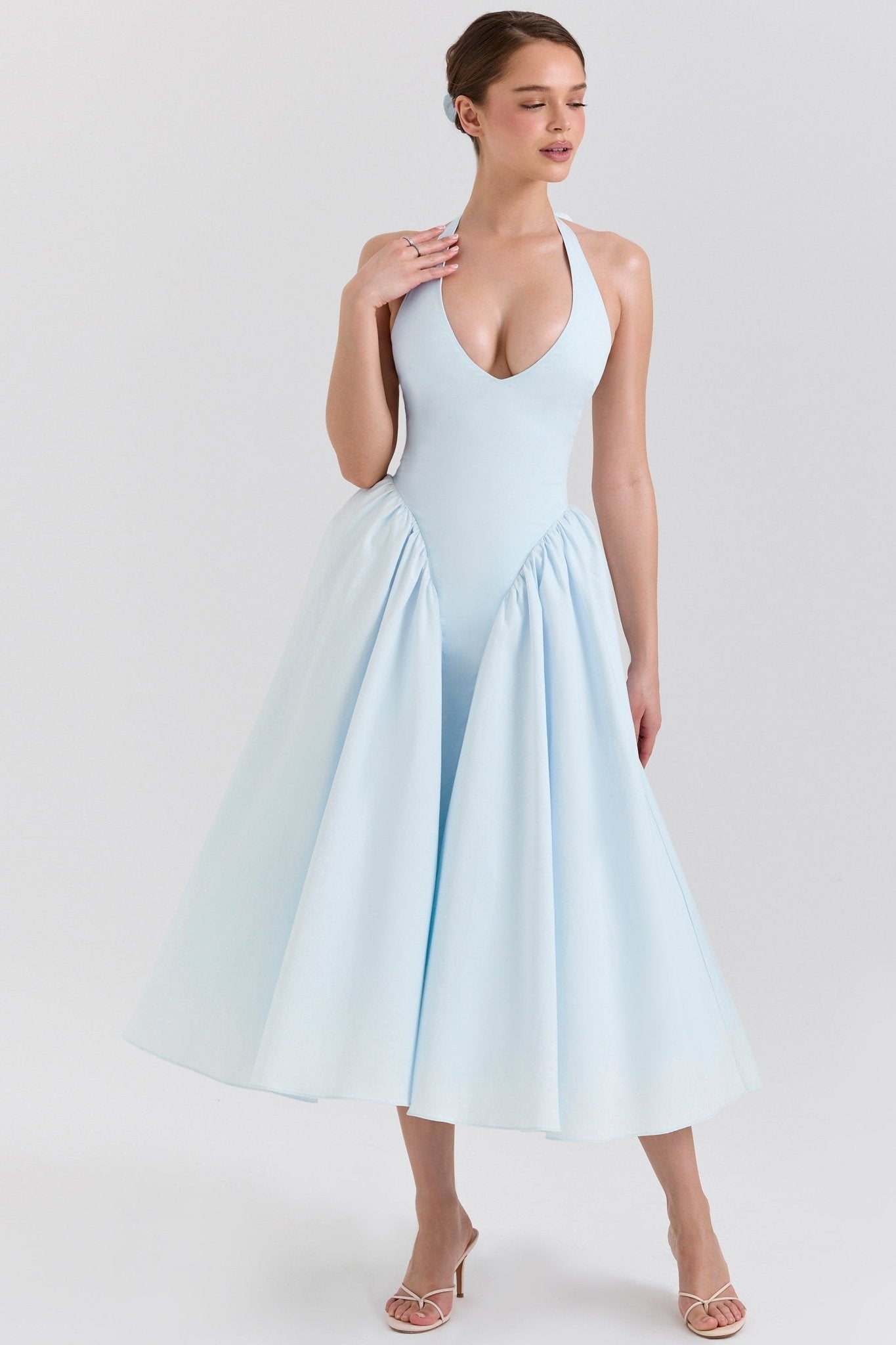 Monroe | Twill Halter Midi Dress