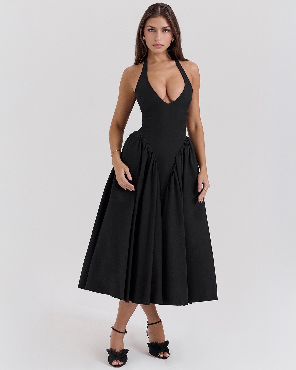 Monroe | Twill Halter Midi Dress