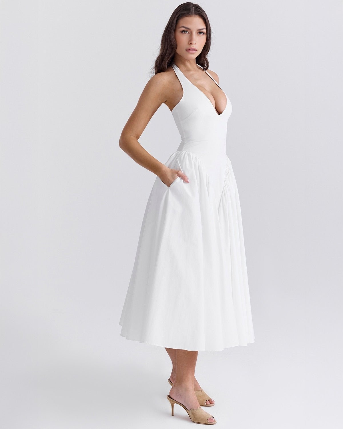 Monroe | Twill Halter Midi Dress