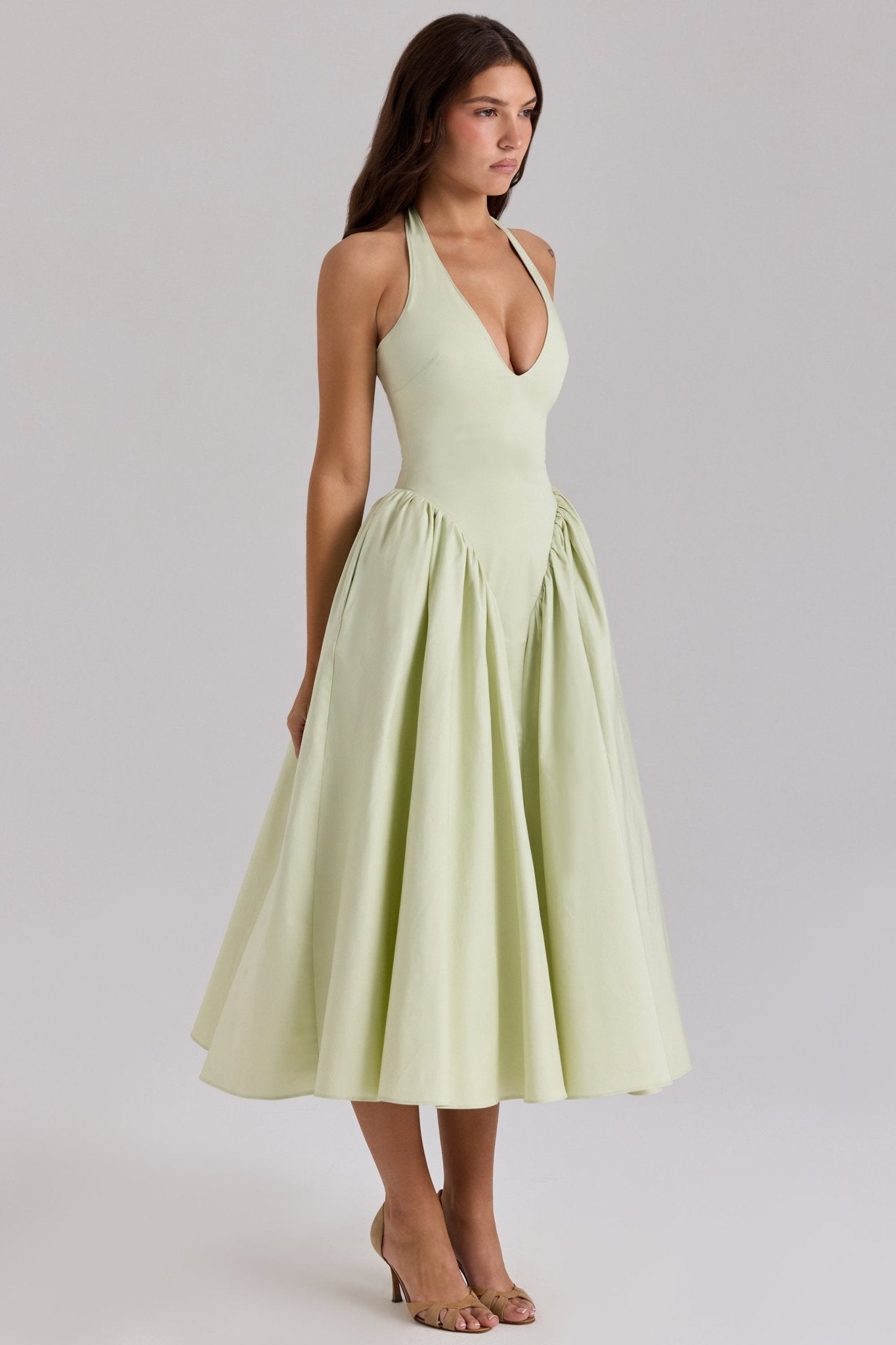 Monroe | Twill Halter Midi Dress