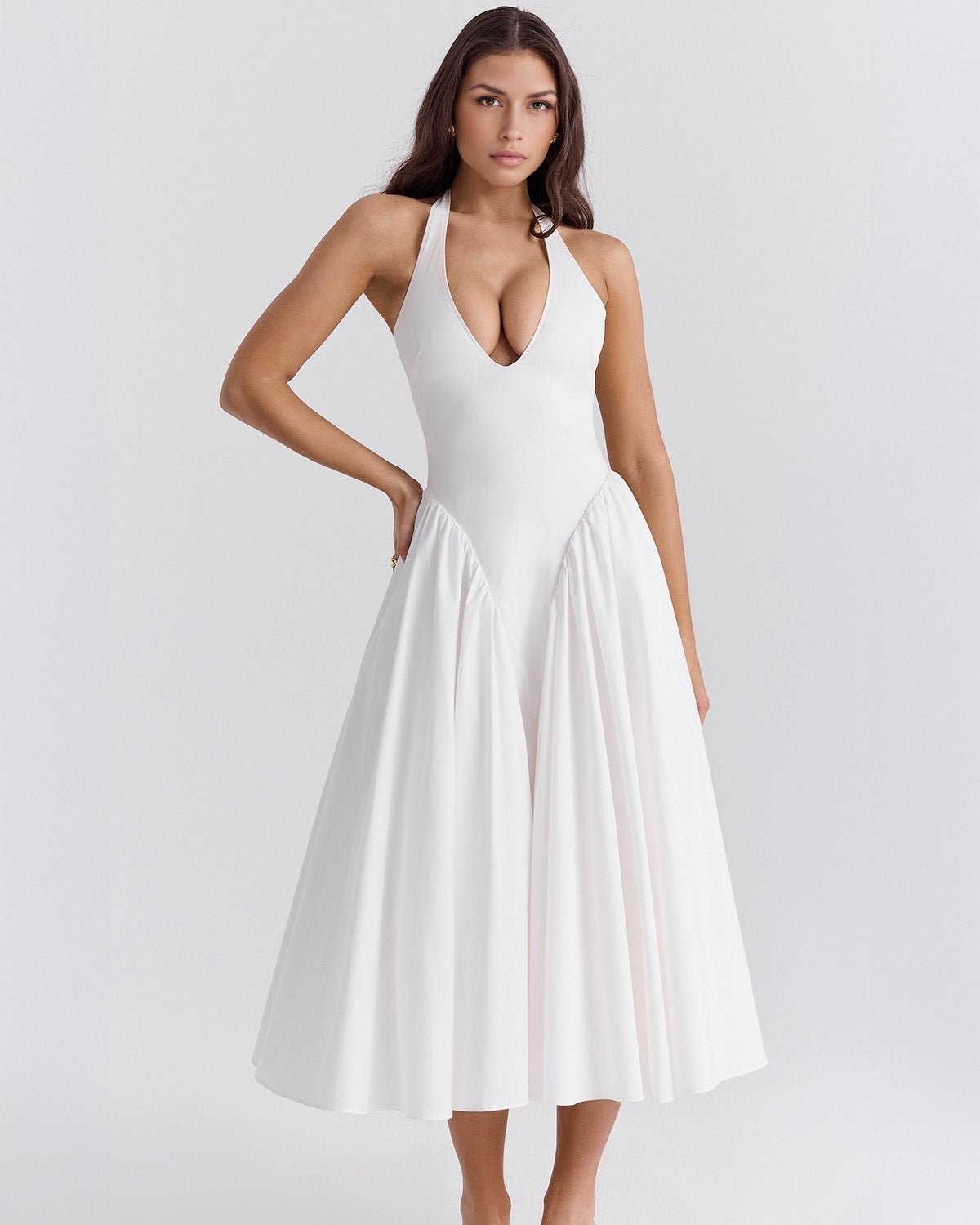 Monroe | Twill Halter Midi Dress