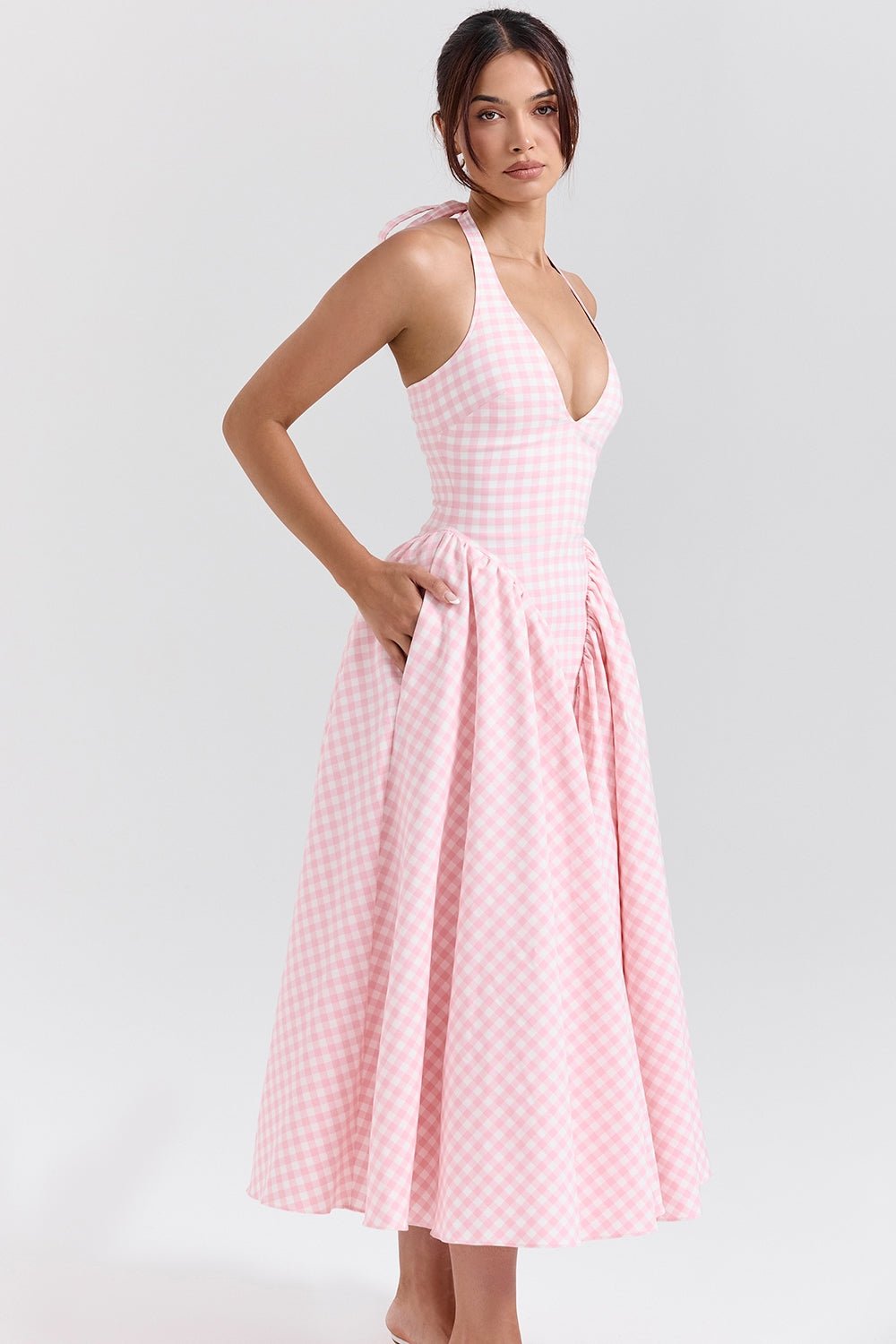 Monroe | Twill Halter Midi Dress