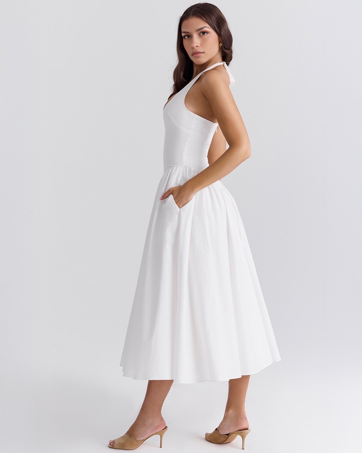 Monroe | Twill Halter Midi Dress