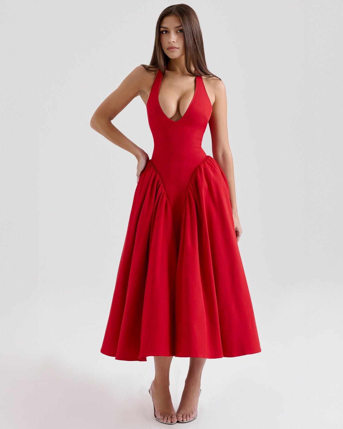 Monroe | Twill Halter Midi Dress