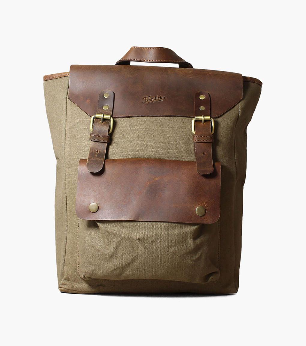 Orazio Canvas/Leather Backpack Green | Men Florsheim Bags